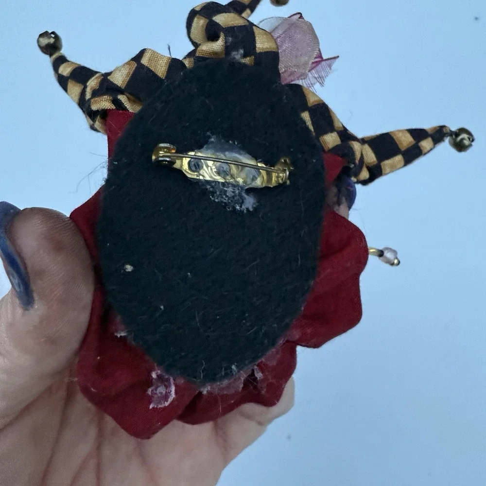 Unique Jester Clown Lapel Pin‎ Brooch Fabric